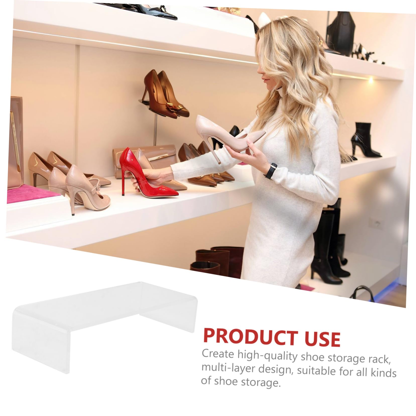 OSOLADY Space-saver U-shaped Shoe Support Acrylic Display Rack Sturdy Tidy Home Organizati