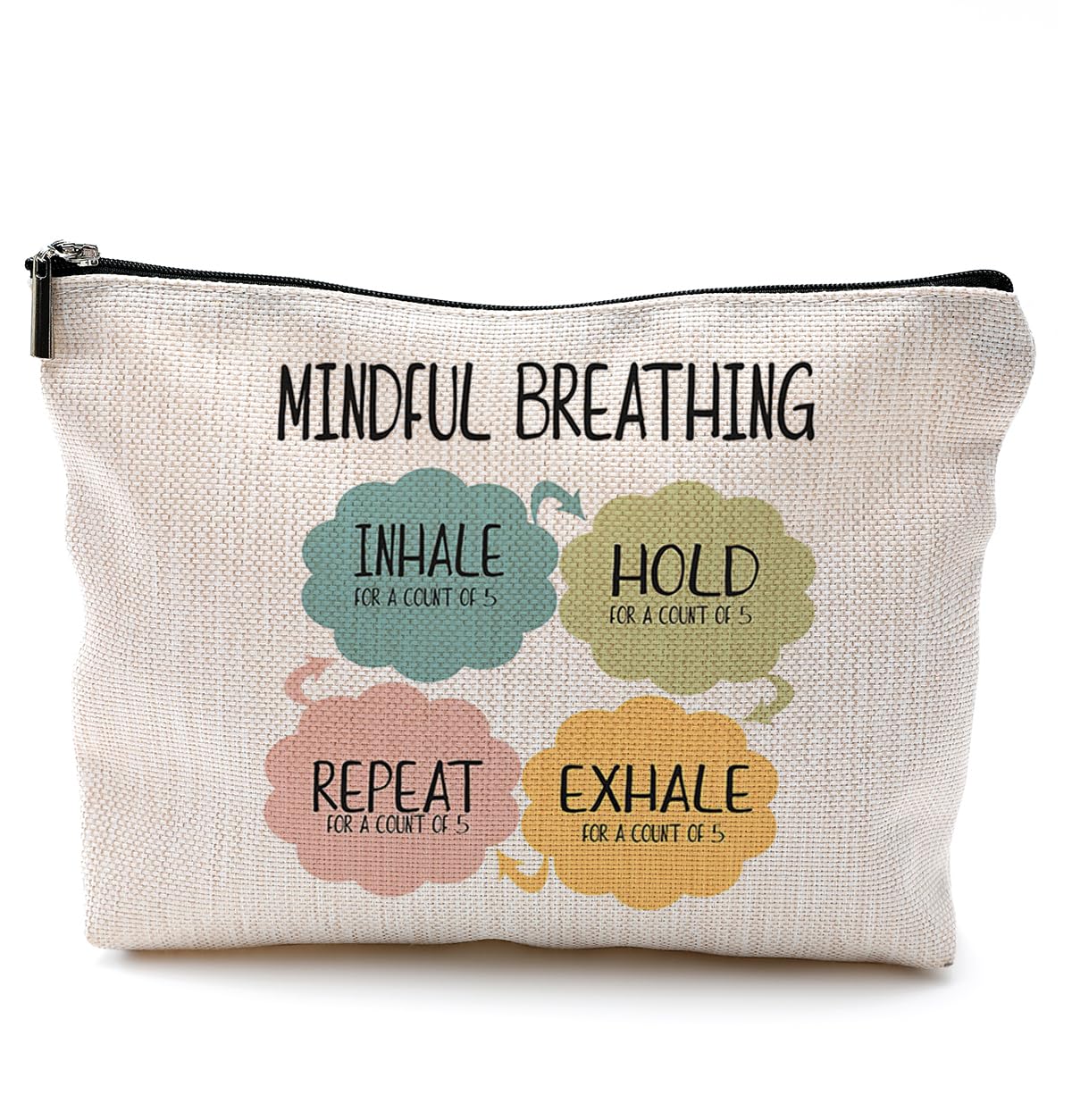 Mindful Breathing Anxiety Relief Mental Health Makeup Bag,Positive Grounding Techniques Cosmetic Makeup Bag,Gifts for Teen Girls Women Her,Mental Health Awareness Gifts