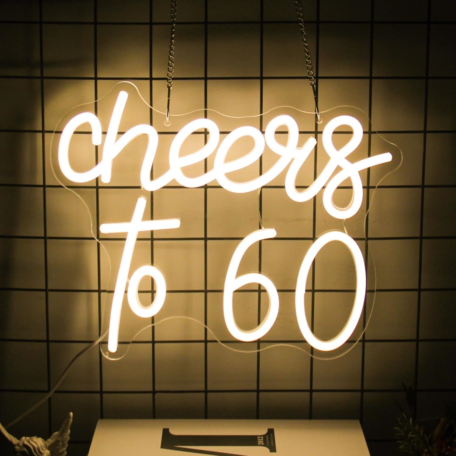 Cheers to 60 LED Neon Sign for Wall Decor USB Adjustable Brightness Living Room Bars Pub Club Gatherings Art Wall Decor
