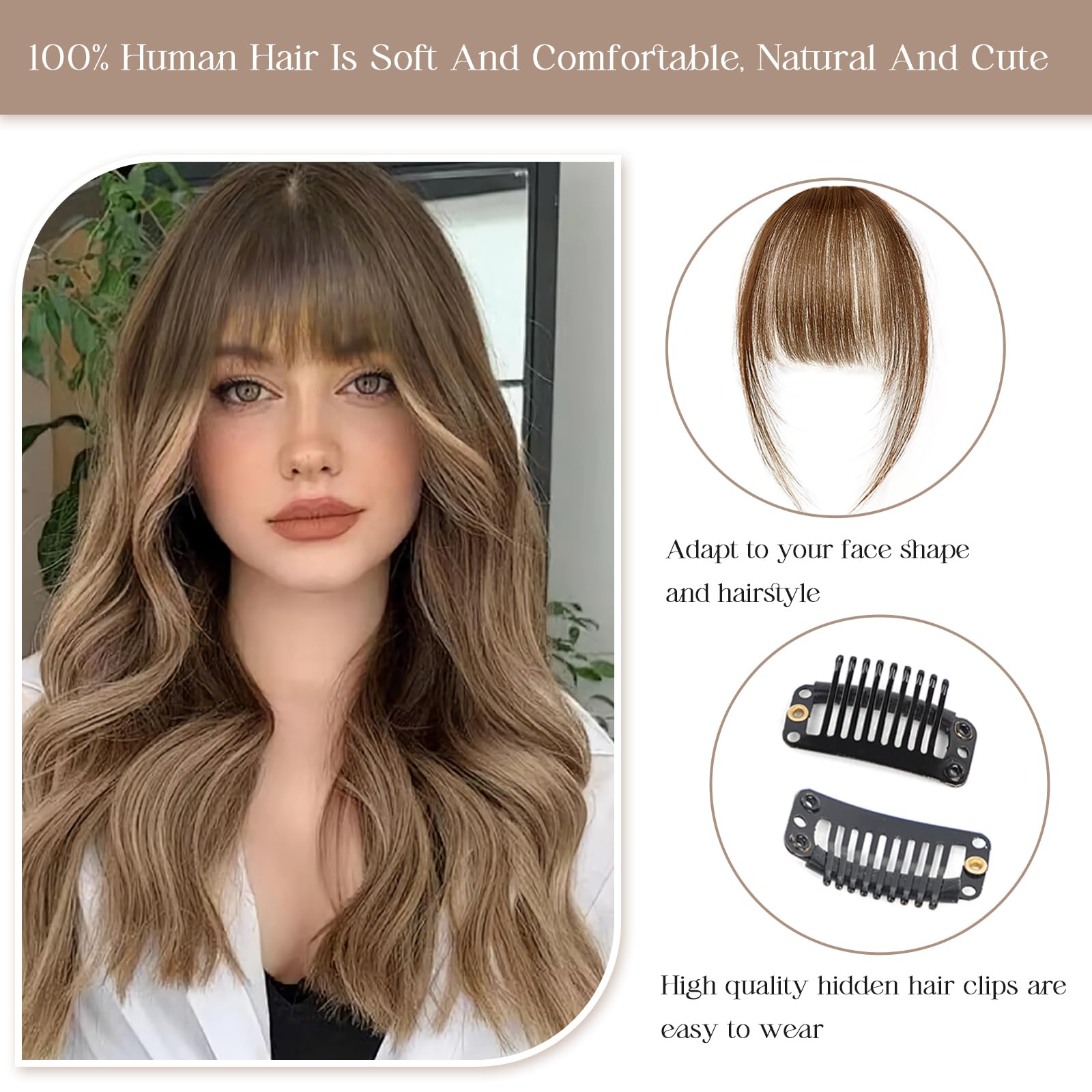 Kikone Clip in Bangs Bangs Hair 100% Real Human Hair Bangs Bangs