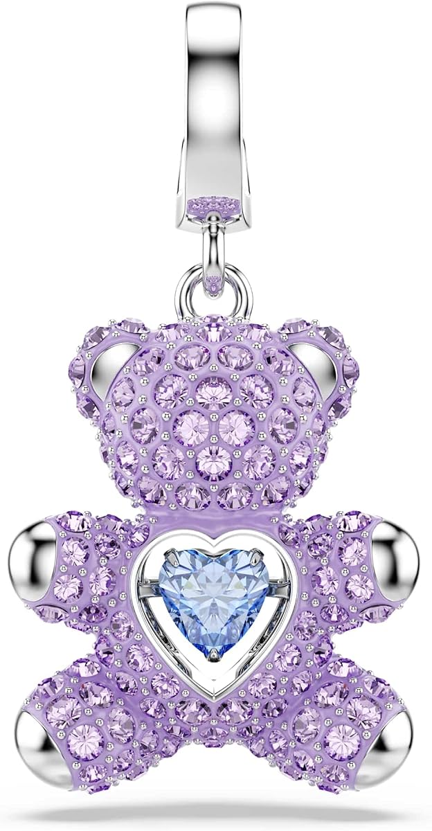 Swarovski Idyllia charm, Mixed cuts, Teddy, Purple, Rhodium plated