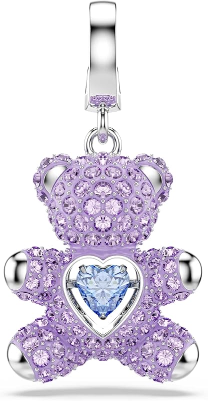 Swarovski Idyllia charm, Mixed cuts, Teddy, Purple, Rhodium plated