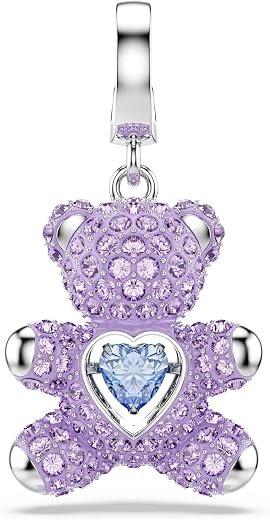 Swarovski Idyllia charm, Mixed cuts, Teddy, Purple, Rhodium plated