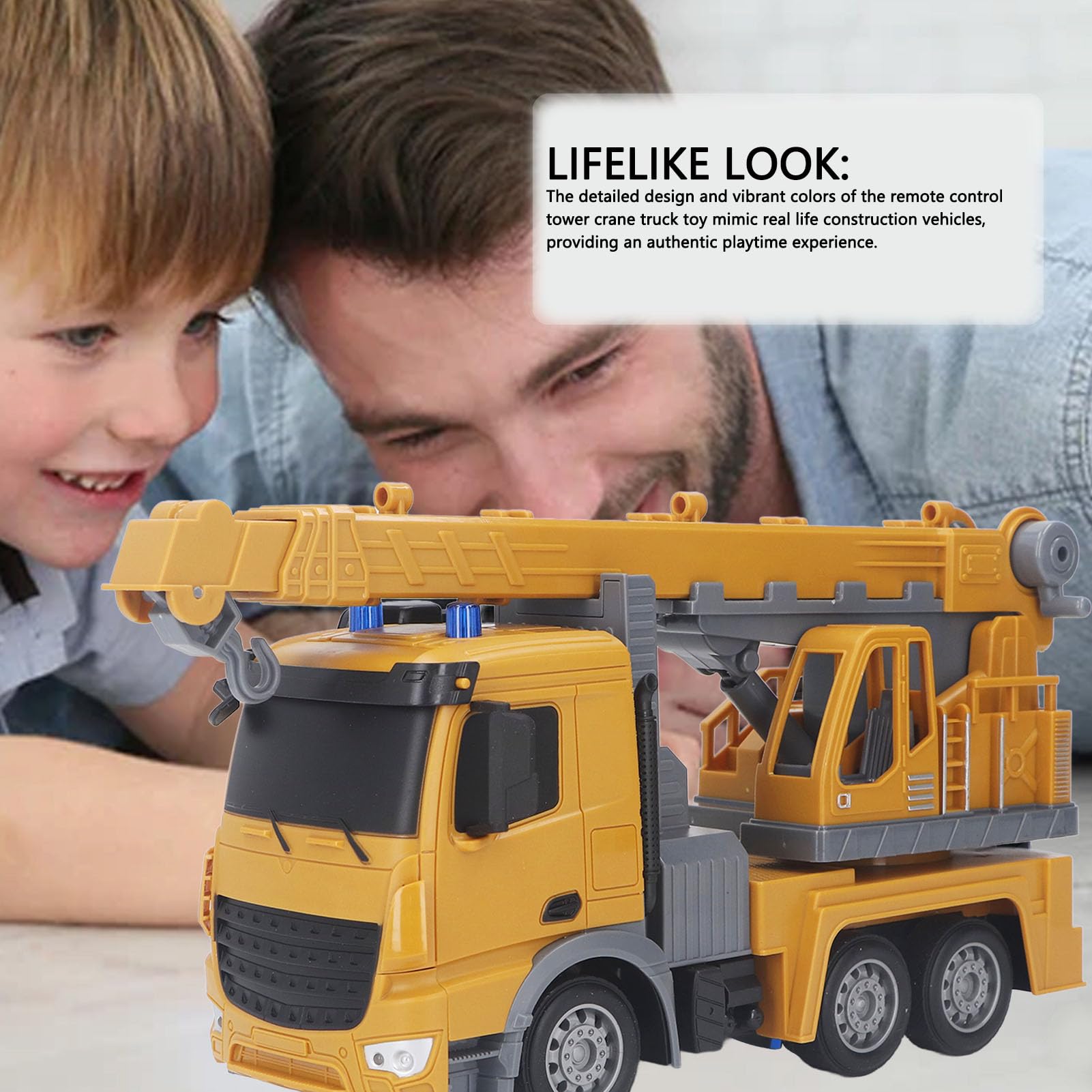 Srliya Remote Control Tower Crane Truck Toy Interactive Educational RC Engineering Lift Model Truck for Kids for Home - Image 3