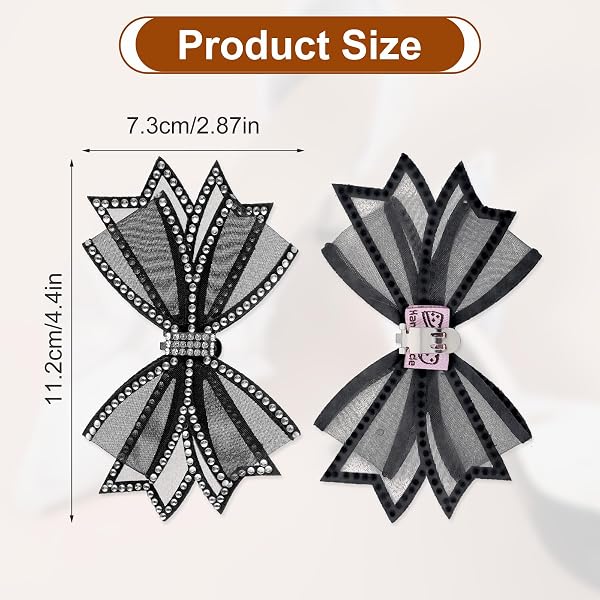 2 Pcs Shoe Clips, Elegant Rhinestone Bow Shoe Jewelry, Detachable Mesh Rhinestone Bow High Heel Shoes Clips for Women Girls Wedding Party Shoes Buckle Bag Clothing Hair Accessories - 3