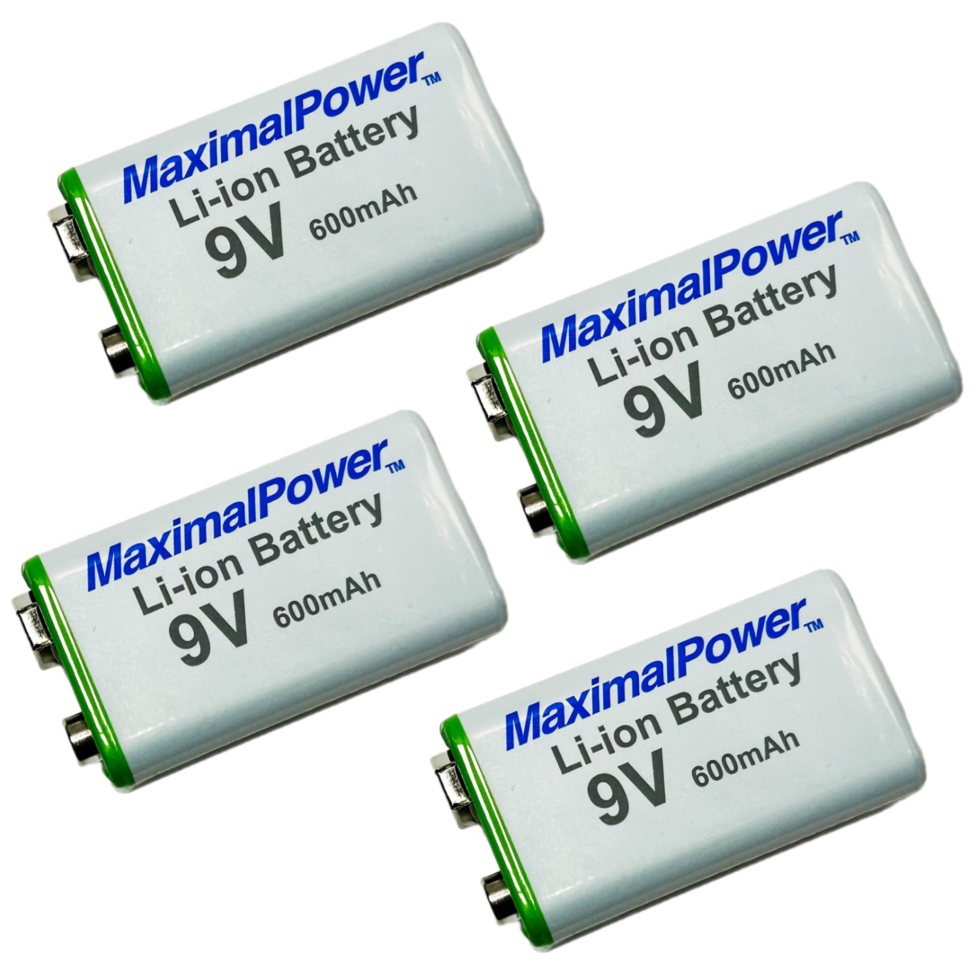 Maximalpower 4 Pieces of 9V 550mAh Li-ion High Capacity Rechargeable Battery