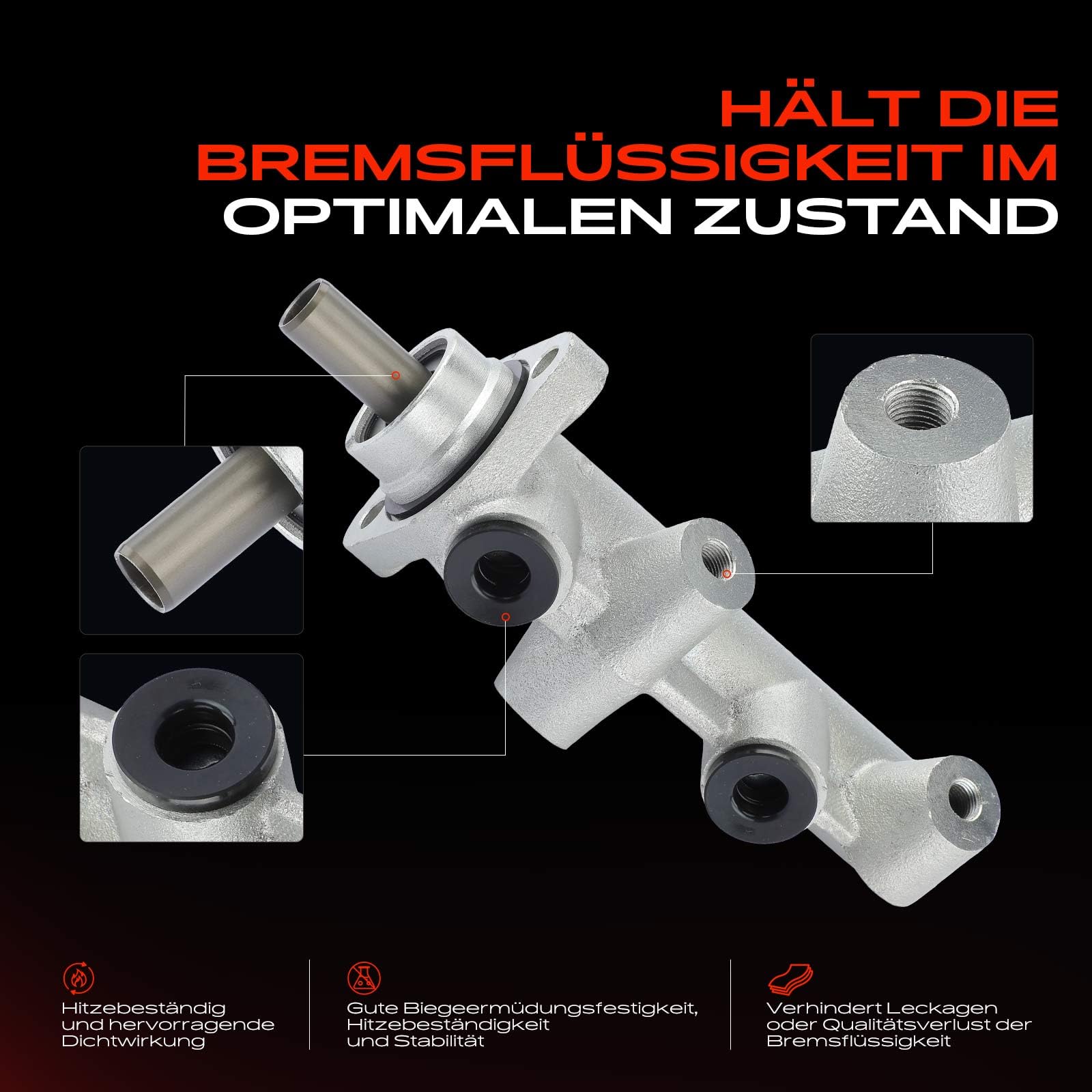 Frankberg Hauptbremszylinder Kompatibel mit 123 2.0L-3.0L 1976-1985 S-Klasse W116 W126 2.7L-6.8L 1972-1985 SL 2.7L-5.0L 1971-1985 740 760 780 940 960 2.0L-2.9L 1981-1998 Replace# 8602017