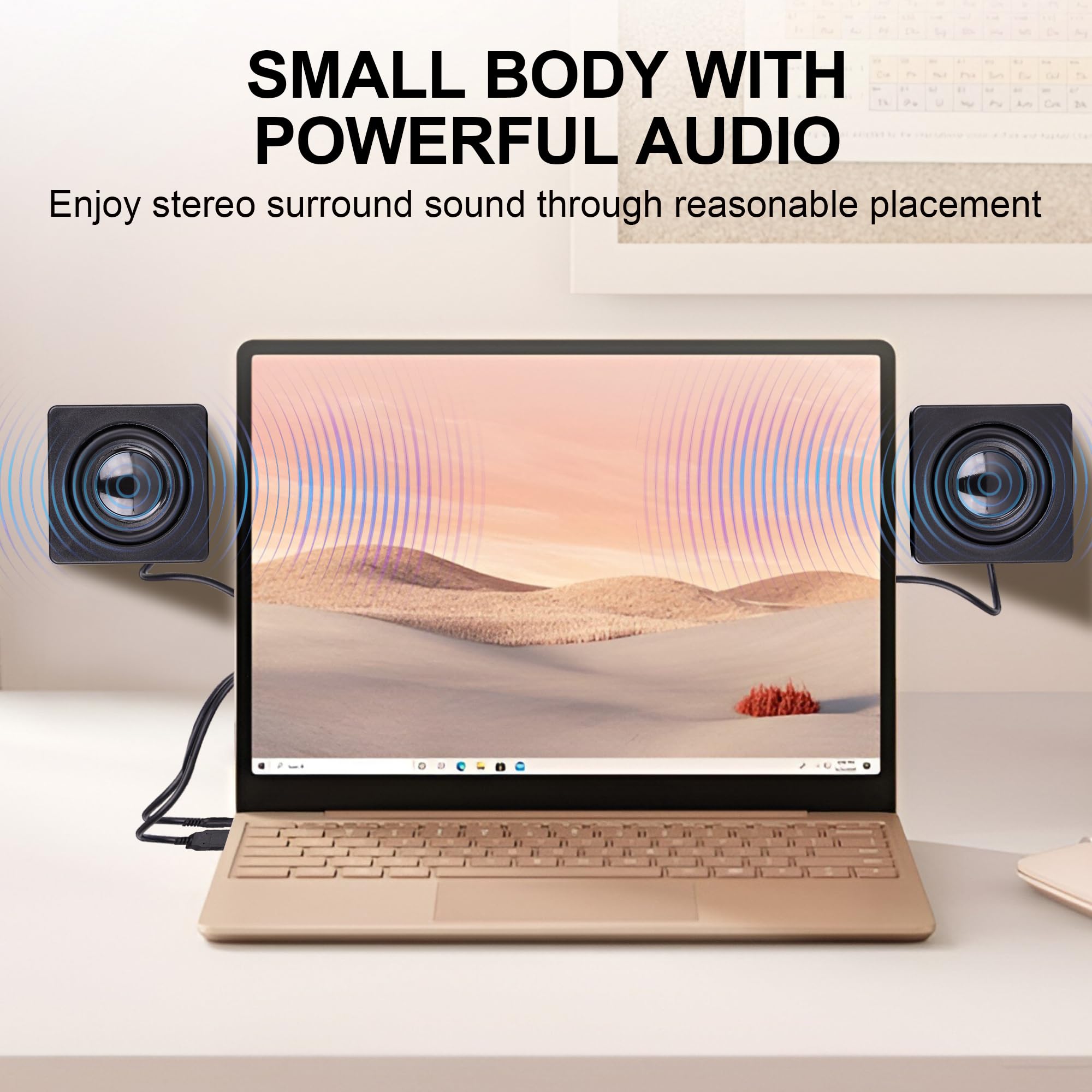 Altoparlanti USB per computer, mini altoparlanti da scrivania, alimentati tramite USB, da 3,5 mm, TRS, con rotella di controllo del volume, per PC, laptop, tablet, telefono
