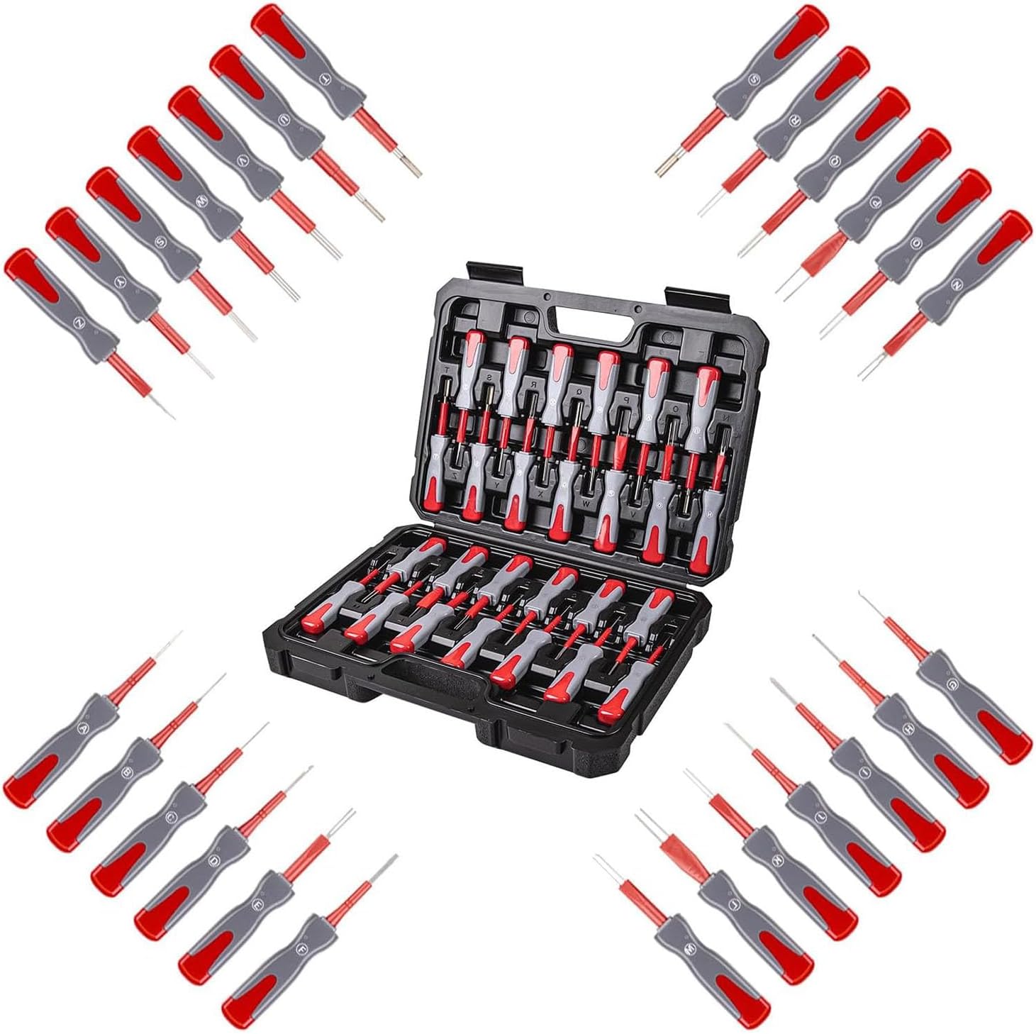 Heavy Duty 26 Piece Automotive Terminals Extractor Disassembly Tool Set for Electrical Connector Wiring Harness Maintenance Auto Electrical Separate Set
