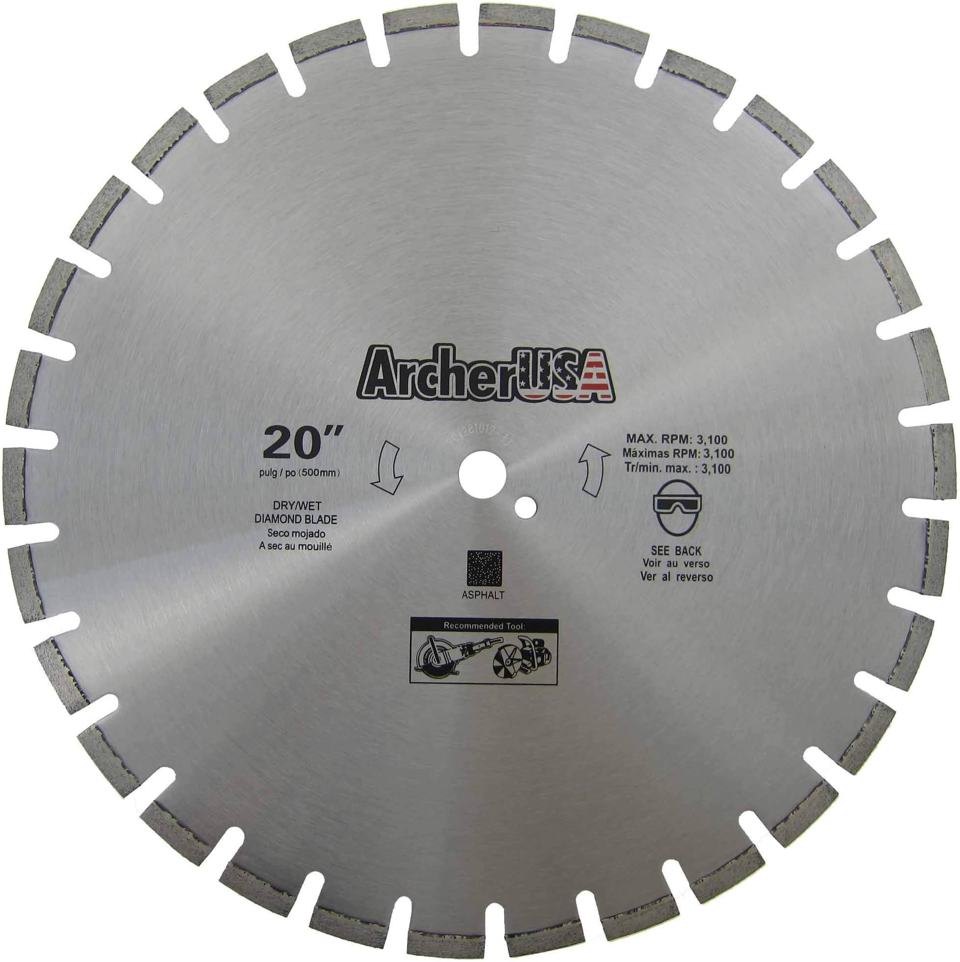 Archer Pro 20" Diamond Saw Blades for Fast Asphalt Cutting and Green Concrete Cutting