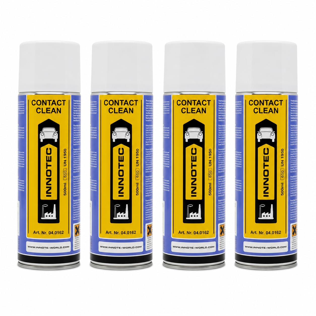 4 Stück Innotec Kontakt Spray - Contact Clean - Elektronikreiniger - Reinigung und Schutz von elektronischen Kontakten - hochaktiver, schnell ablüftender Reiniger für elektronische Kontakte & Bauteile