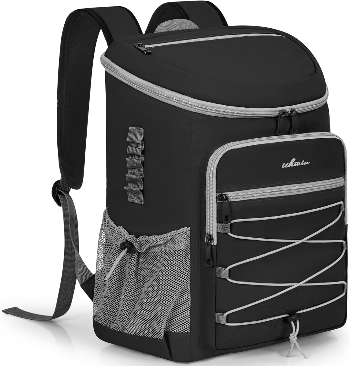 28L Cooler Backpack, Leakproof Picnic Cool Backpack for 30 Can Drinks (330ml), Cool Rucksack for Camping Picnic Hiking BBQ Beach,Black