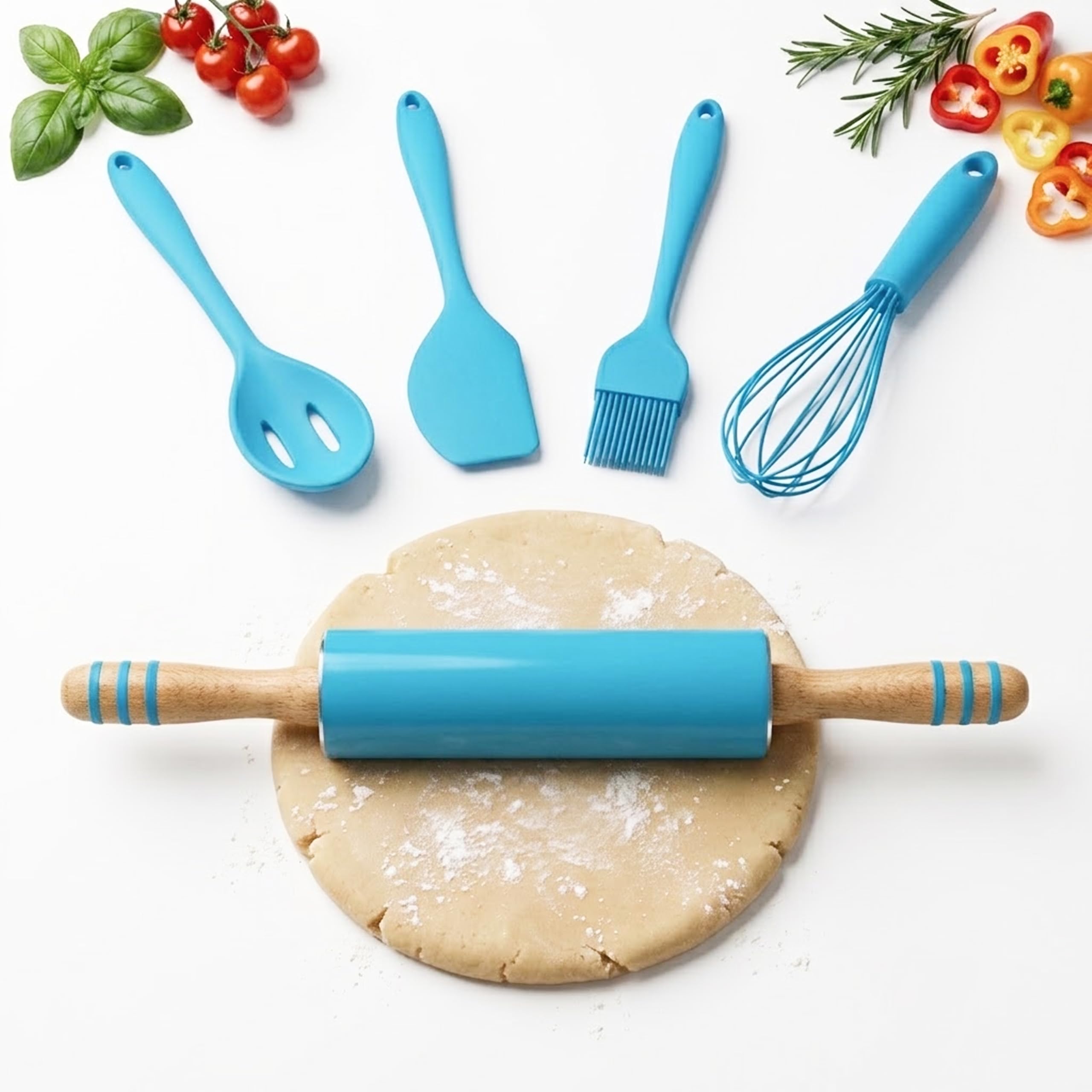 Premier Housewares - Juego de utensilios de cocina de silicona azul, 5 piezas