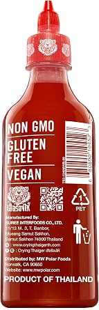 Crying Thaiger Sriracha Ketchup Chili Sauce in Squeeze Bottle 18.6 Ounce, Vegan, Gluten Free, Non-GMO, from Thailand (Pack of 1)
