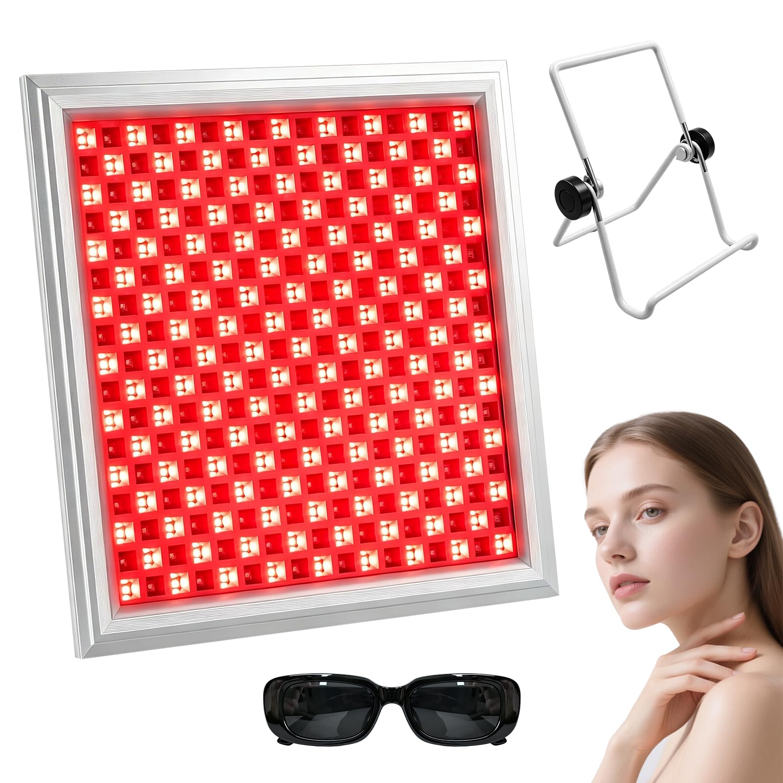 289 LED Rotlichtlampe 150W Infrarotlampe 660nm 850nm Red licht Panel con 5 niveles de brillo y Timer-Funktion Anti-Aging, Muskelschmerzen, Incluye soporte, control, gancho y gafas de protección