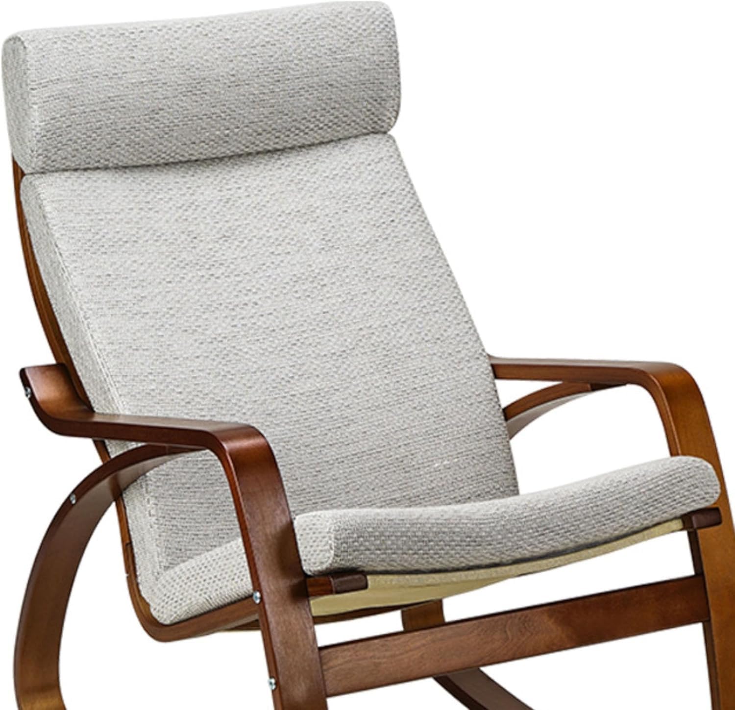 Soft Cotton Replacement Cushion for Poang Chair - Removable Cover, Non-Slip Rocking Armchair Pad, Thick Padded Comfort (Burlap White) - 1 Piece