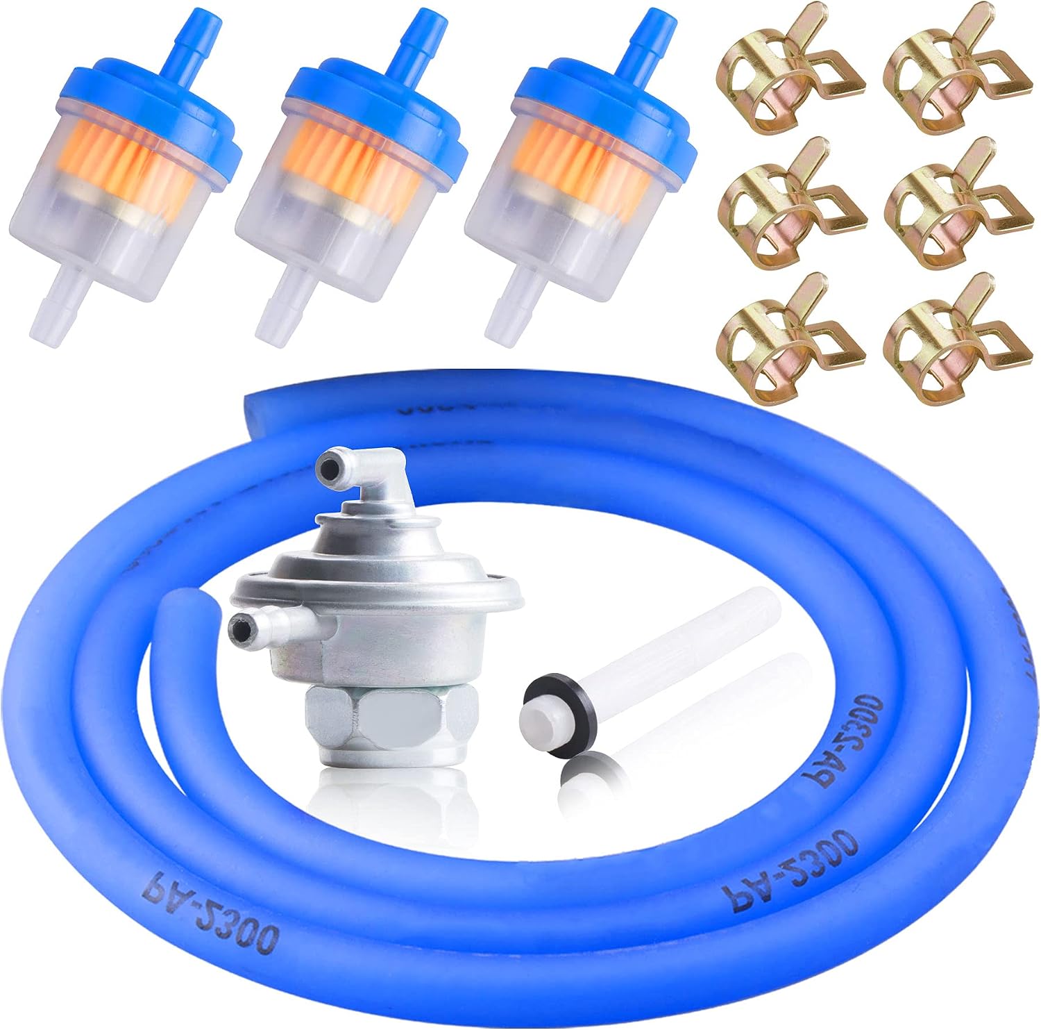 ORAEVY Gas Fuel Filter Hose Tube Line+Gas Fuel Switch Pump Valve Petcock fit for GY6 50cc 150cc 139QMB 157QMJ Scooter ATV Motorcycle TaoTao Twister Trailmaster Manco Tomberlin Go Kart Moped