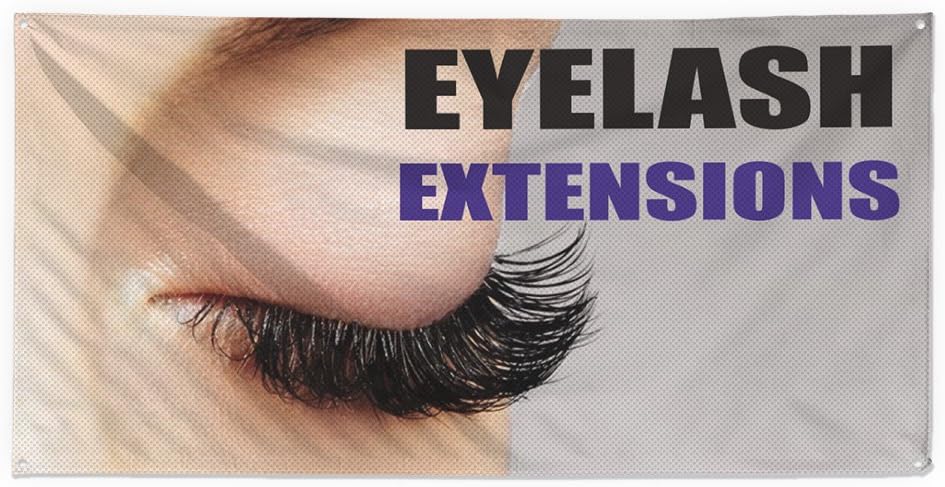 Eyelash Extensions #2 Outdoor Fence Sign Vinyl Windproof Mesh Banner with Grommets - 3ftx6ft, 6 Grommets