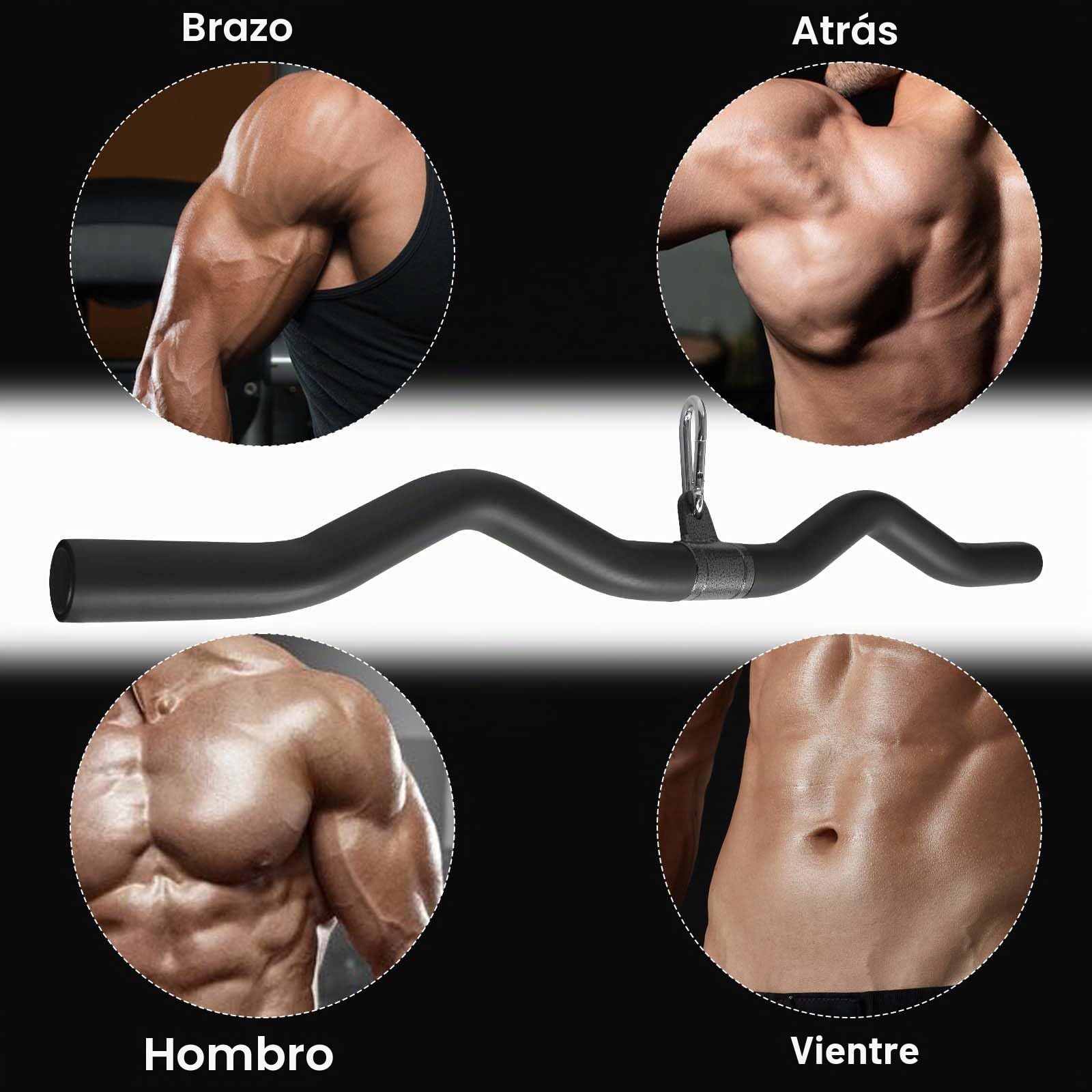 Barra para Poleas Gimnasio, Lat Pulldown Attachment Negro 80 cm, Barra de Tríceps para Crossfit, Culturismo, Muscular, Entrenamiento de Fuerza, Casa, Gimnasio