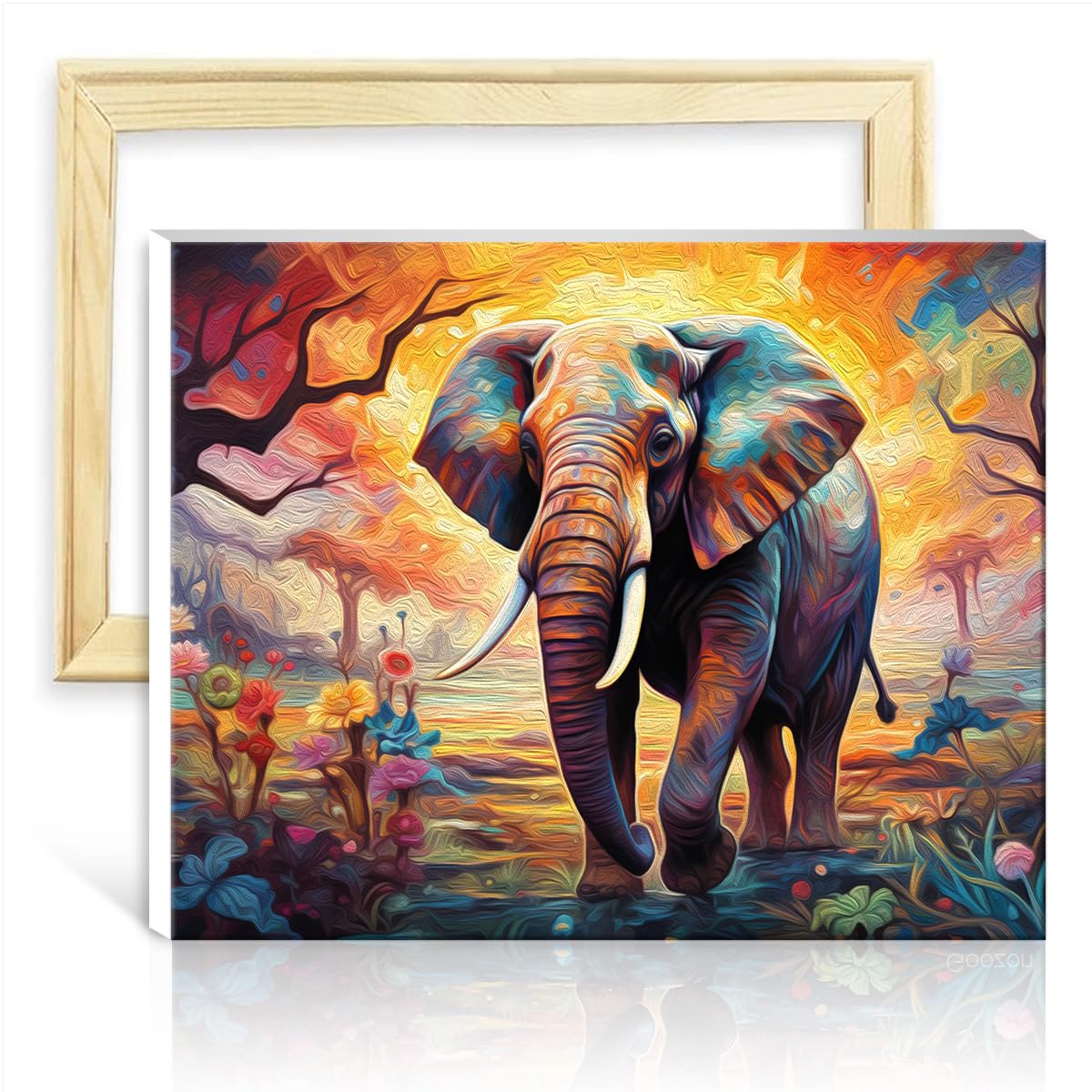 TANGFEIY Oil Painting Elephant Canvas DIY Digital Oil Painting Adults with Brushes and Acrylic Pigment on for Home Wall Decor Gifts DIY Frame(40x50cm) โ image 1