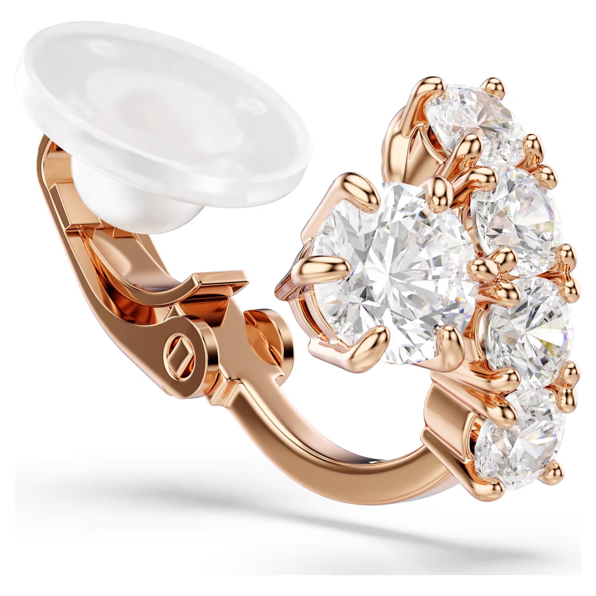 Swarovski Ohrclips Matrix, Rundschliff, weiß, 18 kt Roségold-Finish