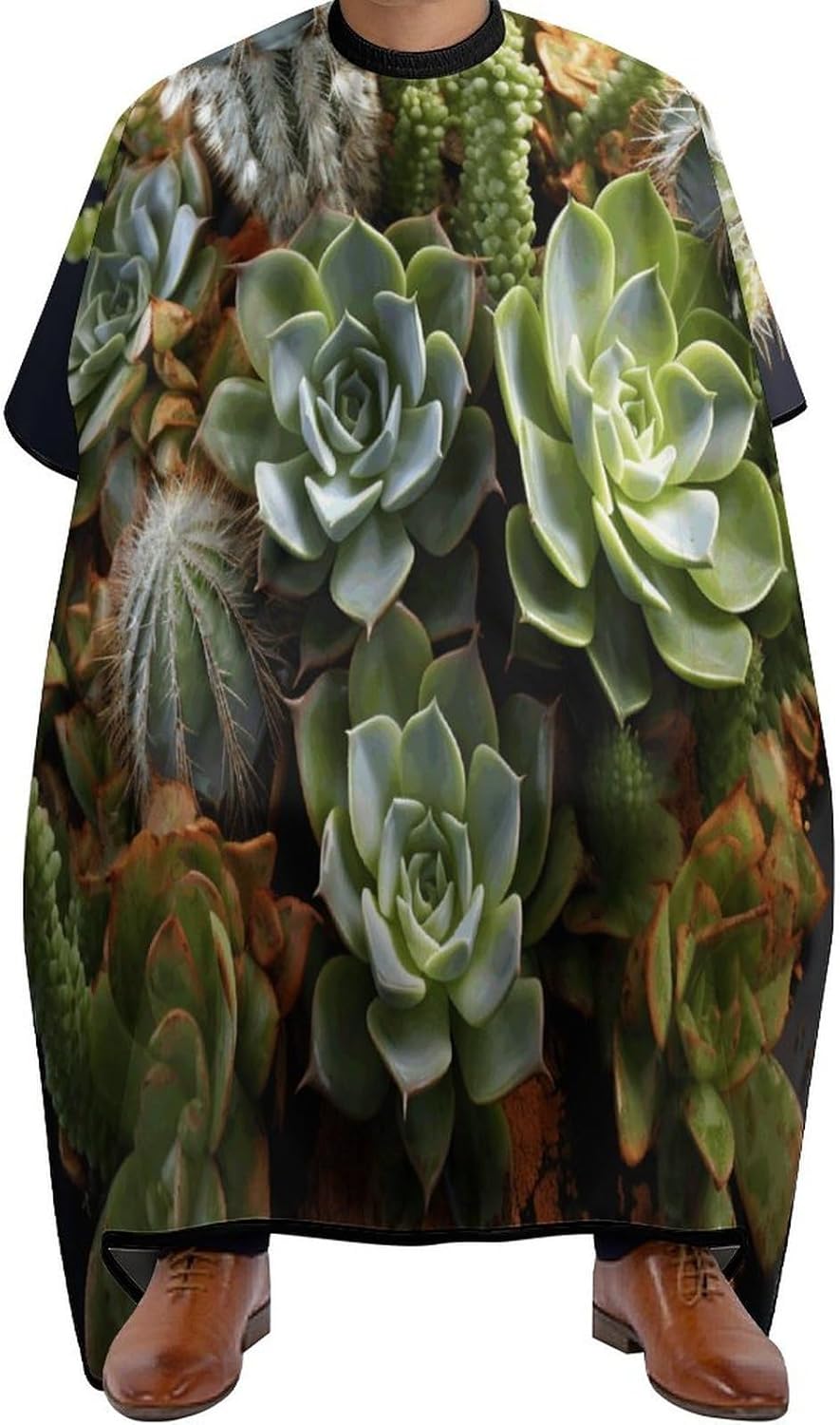 Cactus Multiflesh Apron for Women Men,Barber Cape with Adjustable Snap Closure,Hair Cutting Cape,66.9 X 56.7 Inches for Hair Dye, Comb-out, Styling, Shampoo