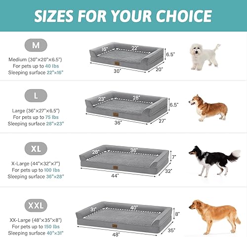 Miniatura 3 de Camas ortopédicas para perros de tamaño grande, sofá XL para mascotas con forro impermeable, sofá de espuma para mascotas de hasta 100 libras, en