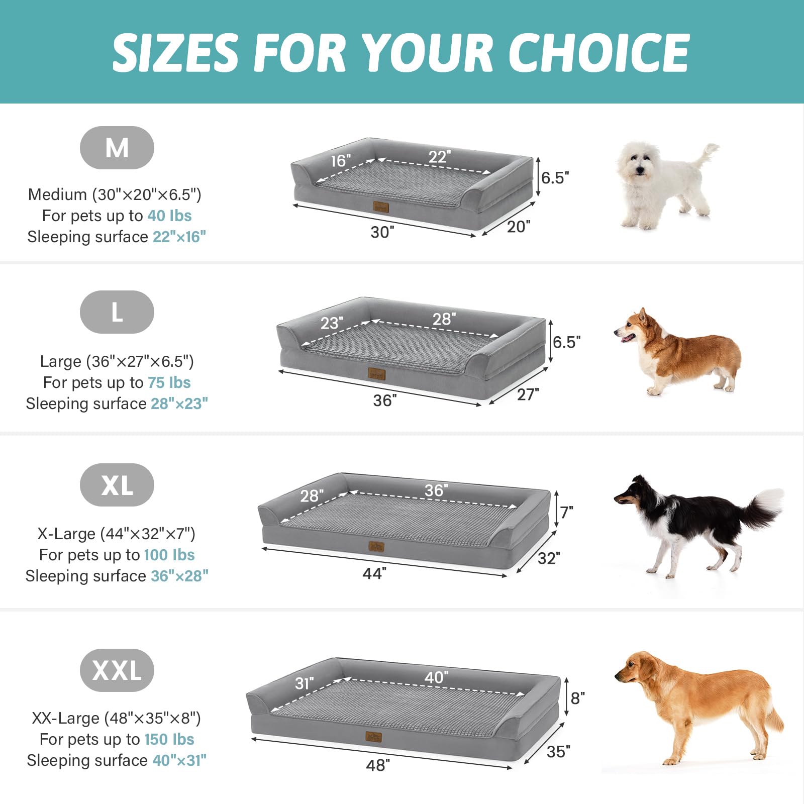 Cama ortopédica Cosy Kiss para Perros extragrandes, sofá XXL para Perros extragrandes, Acolchado de Espuma de Gran Soporte, Funda Impermeable y Base Antideslizante, Gris