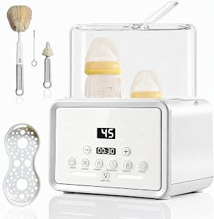 Doppel Flaschenwärmer Baby 8-in-1 sterilisator für babyflaschen mit Temperaturregelung, 48h Warmhalten | Sterilisator | Auftauen | Babykostwärmer, für Muttermilch, Flaschen & Babynahrung