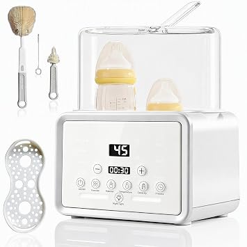 Double Bottle Warmer Baby 8-in-1 Steriliser for Baby Bottles with Temperature Control 48 Hours Warm Steriliser Defrosting Baby Food Warmer for Breast Milk Bottles and Baby Food