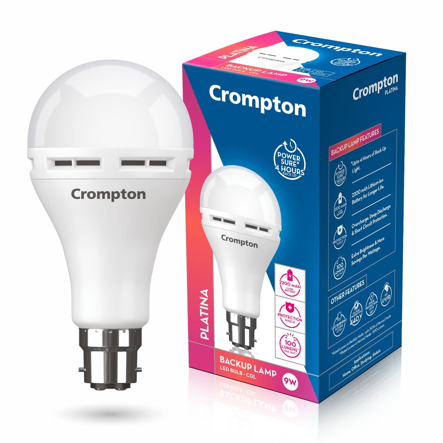 Crompton Emergency 9 W LED Bulb Base B22 Cool Day Light (Pack of 1)