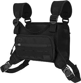 WOLF TACTICAL Compact Chest Pack Running Chest Bag For Men Running Vest Fanny Pack Chest Rig Running Bag, Black - WOLF TACTICAL