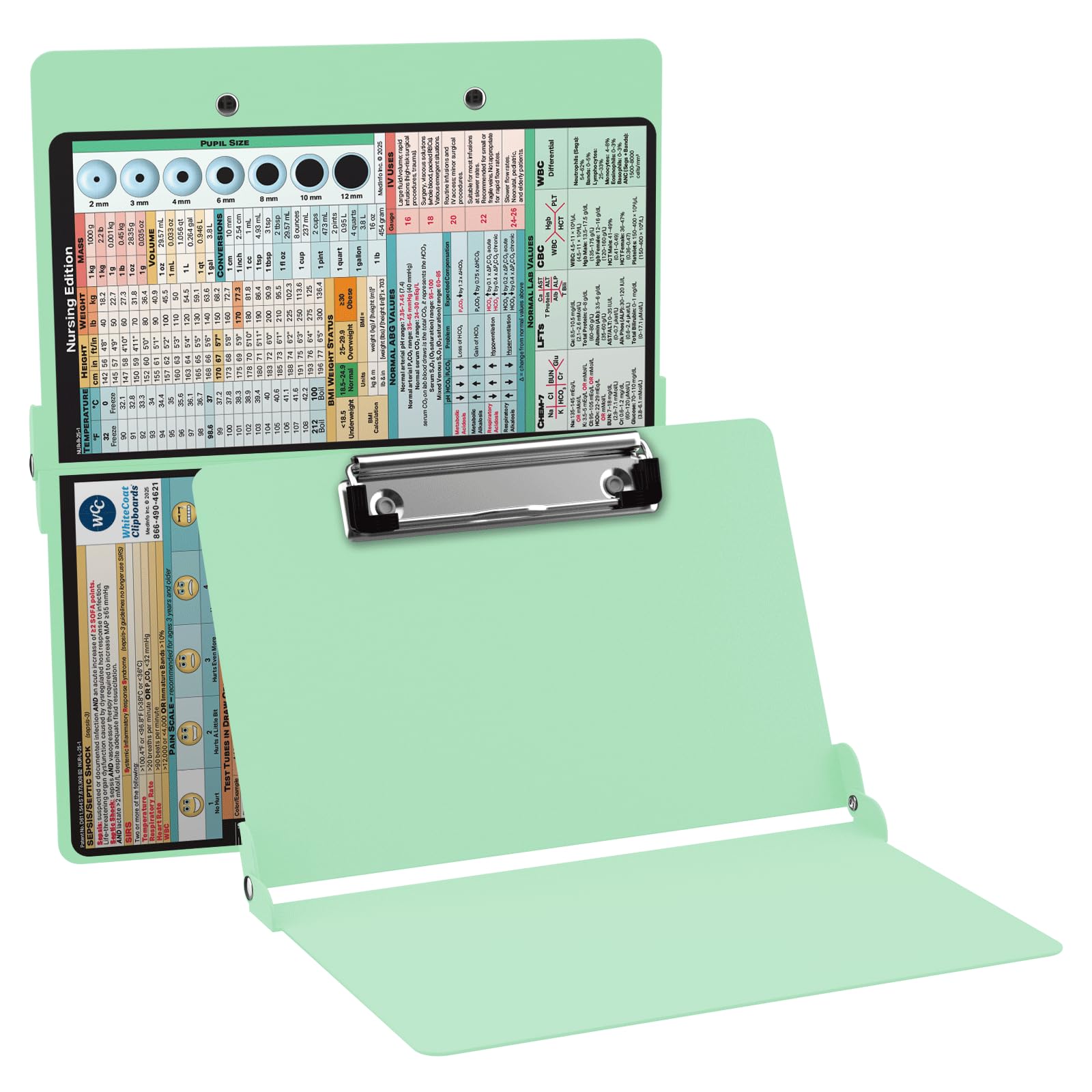 Whitecoat Clipboard® - Mint Nursing Edition, Folding Nursing Clipboard