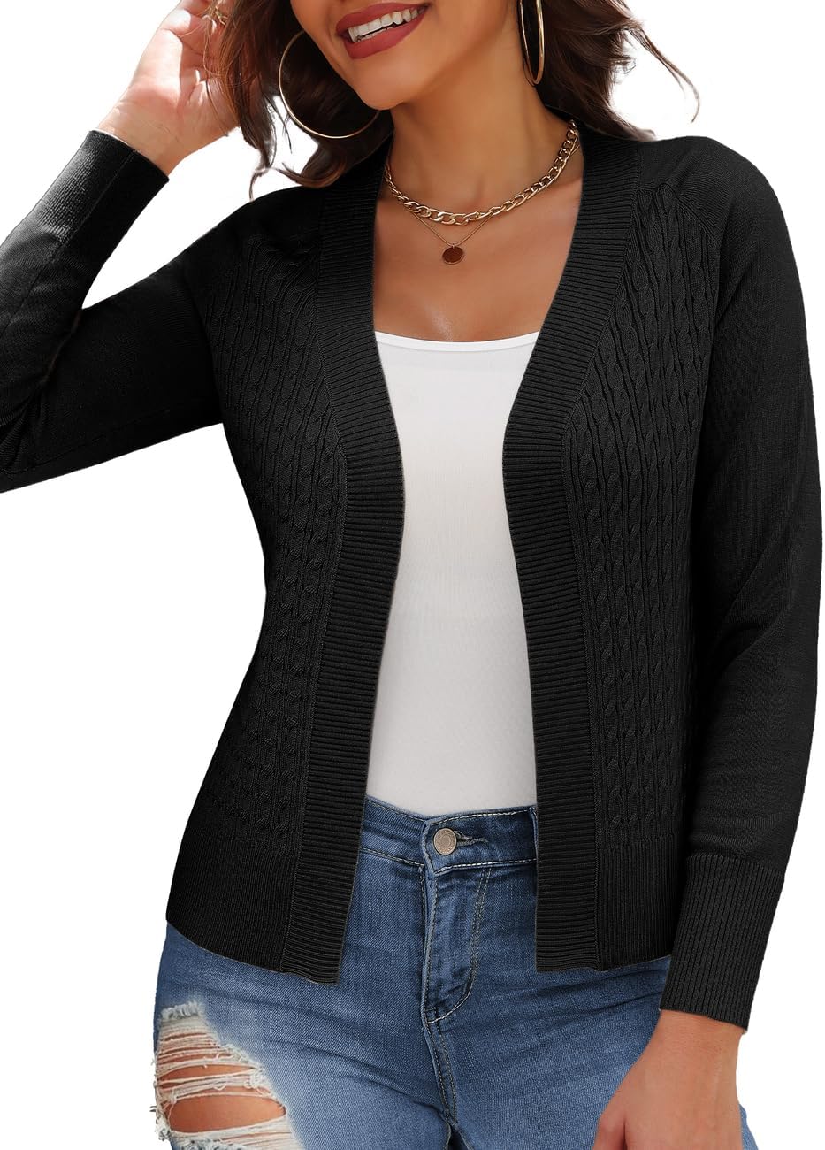 CPOKRTWSO Women's Cardigan Sweaters Lightweight Casual Long Sleeve Cable Knit Open Front Cardigans for Women Trendy(S-XL) - Image 2