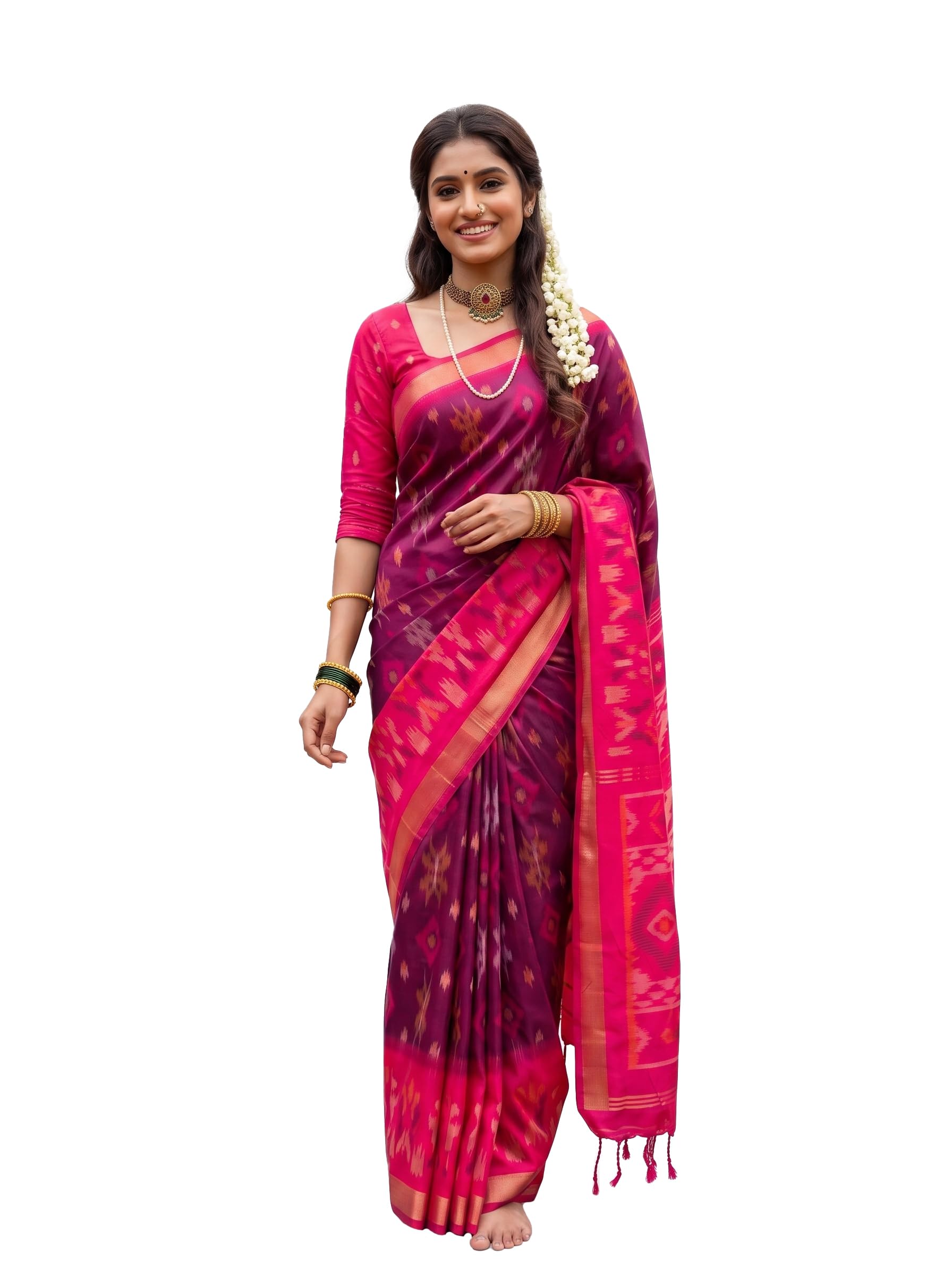 Women's Wine Art Silk Pochampally Saree (Unstitched Blouse) | Zari Woven | 6.2 Mtrs-image-8