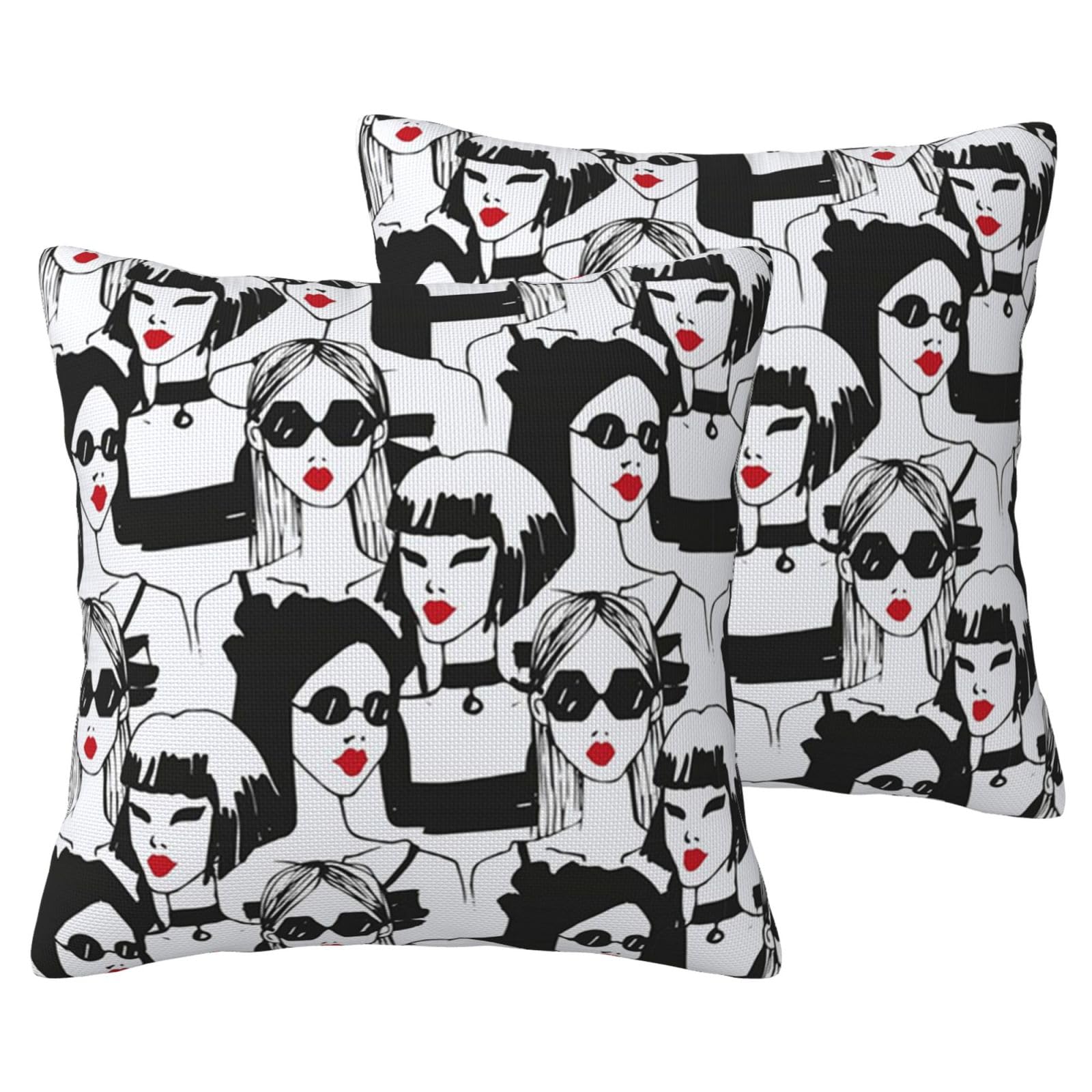 Housse de coussin imitation lin rouge lot de 2 taie oreiller déco salon lit