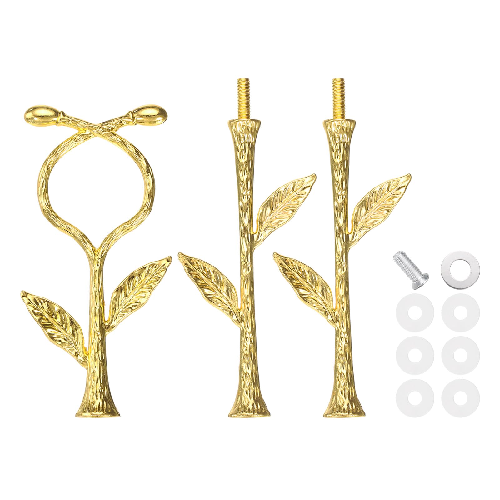 uxcell 3-Tiers Cake Tray Stand Handle Metal Cake Stands Holder Cupcake Dessert Plate Hardware Fitting Holder Rod Stand Handle for Wedding Party Festival Cake Plate, Gold (Vine)