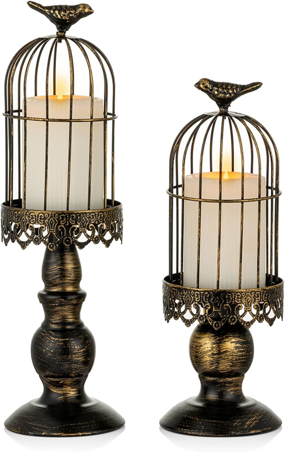 Sziqiqi Decorative Bird Cage Candle Holder Black Vintage Candlestick