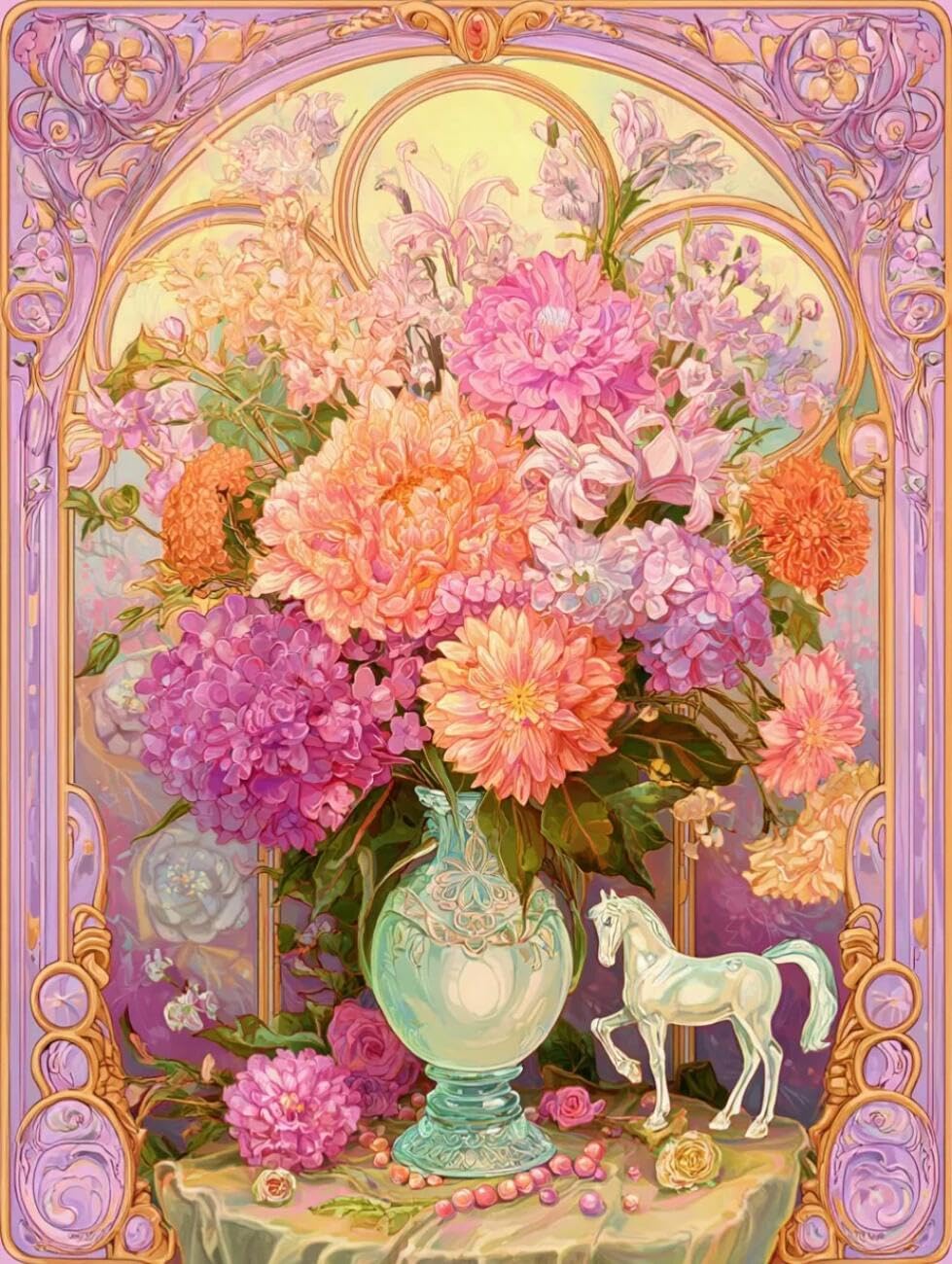 Henypt Cross Stitch Kit Flowers in a vase DIY Arts Aand Craft Kit for Adults Beginners with Accessories Handmade DIY/Gifts 14CT 30x40cm