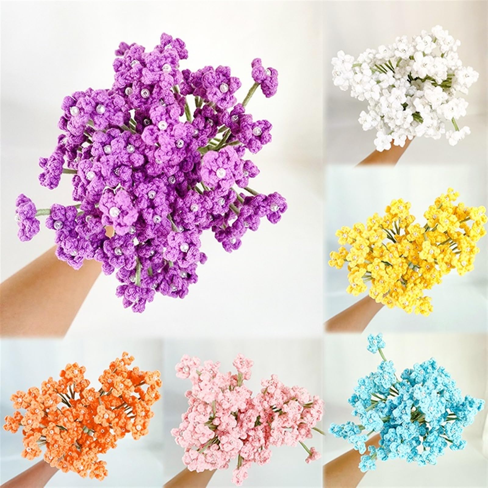BTYQKZVPM，Flores de Ganchillo,Flores de Punto， 1PCS Bouquet Bridal Wedding Decoration Floral Home Table Decor(A)
