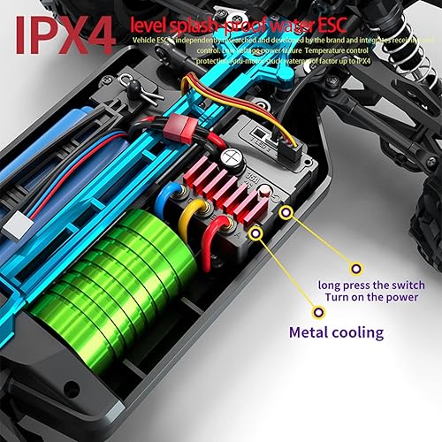 Miniatura 4 de Autos RC rápidos sin escobillas 116 para adultos máximo 43 MPH, 4WD de alta velocidad todo terreno Monster Trucks, dos baterías duran más de 40