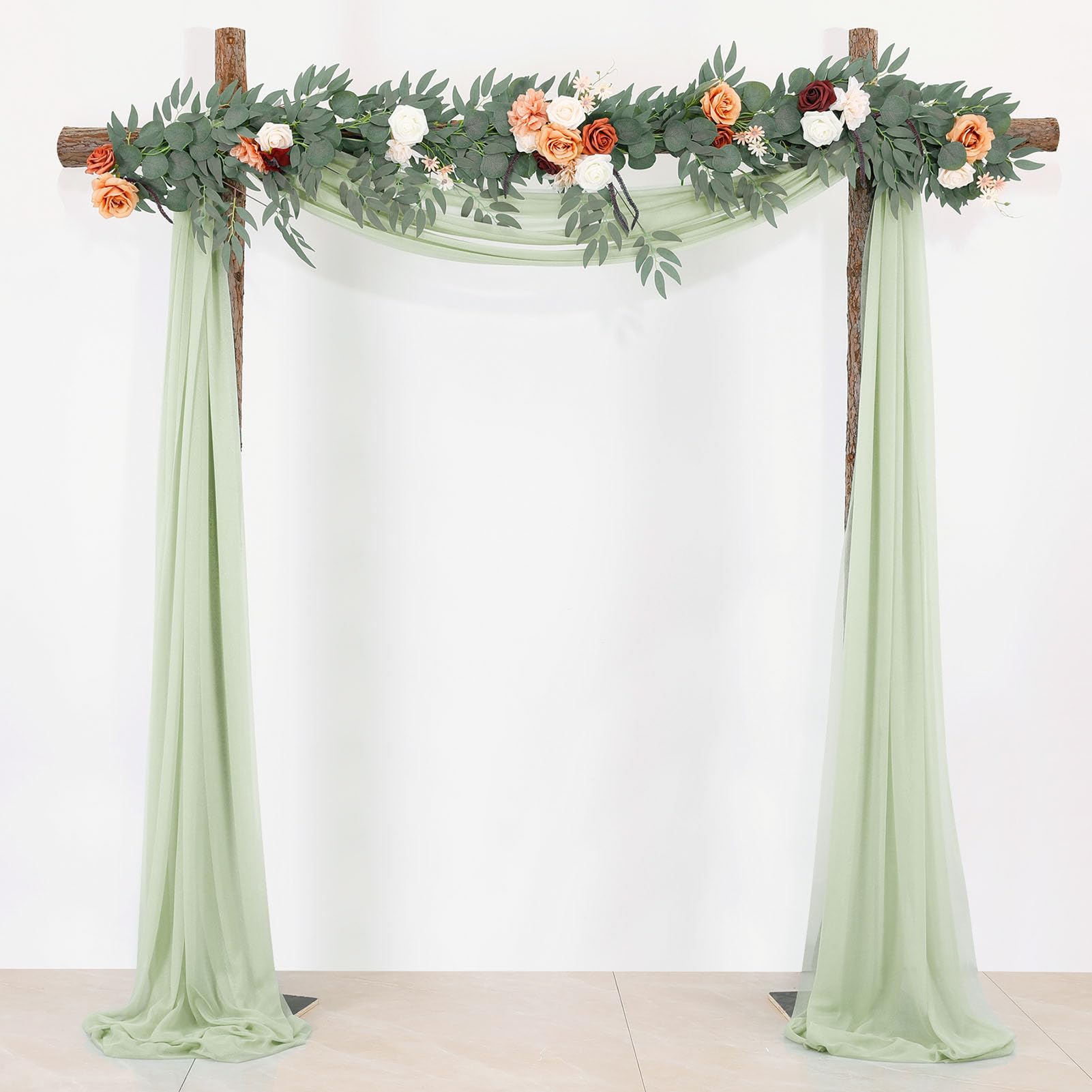 BOYOUTH Dark Green Voile Swag Scarf Valances Curtains,Long Sheer Chiffon Fabric Backdrop Curtains Scarves for Wedding Arch Draping,Party Outdoor Decor,30 by 157 Inches,1 Panel — image 1