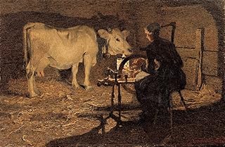 Berkin Arts Giovanni Segantini Giclée Tela Stampa La Pittura Poster Home Decor Riproduzione(Giovanni Segantini Spinning) #XFB