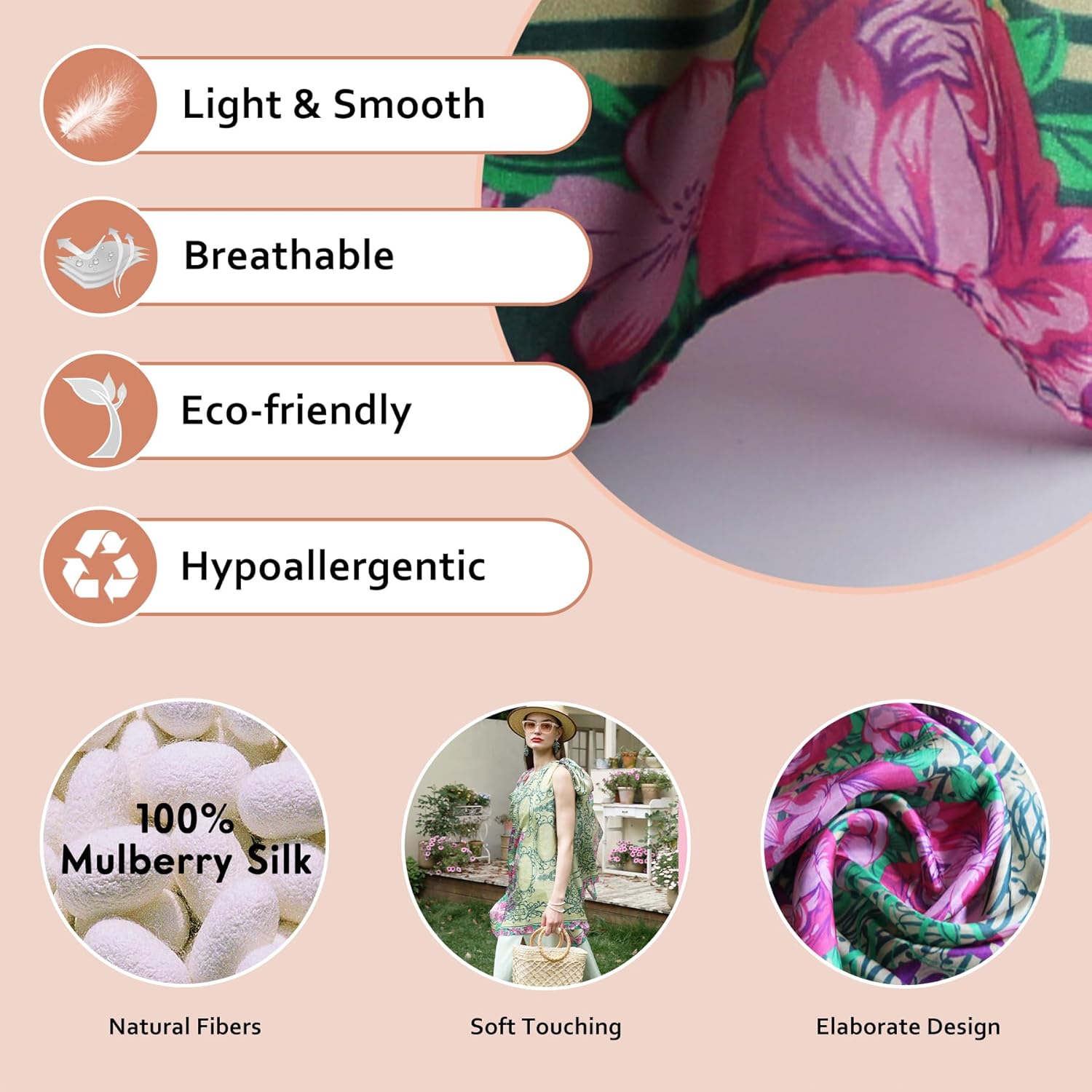 DANA XU Women's 100% Mulberry Satin Silk Pashmina Shawl Wraps Extra Large Floral Scarf for Evening Dresses, Soft Oversized - Image 4