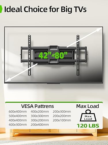 Miniatura 3 de USX MOUNT Soporte de TV de movimiento completo para televisores de pantalla plana de 42 a 80 pulgadas de hasta 120 libras, soporte giratorio de