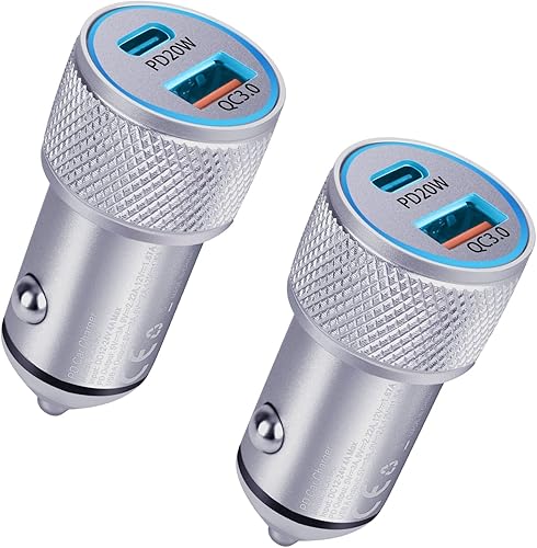 Paquete de 2 Cynemo - Cargador rápido de coche para iPhone 13 12 11, 38 W de doble puerto 20 W, USB C, cargador de cargador de coche, suministro de disponible en Yaxa Mexico