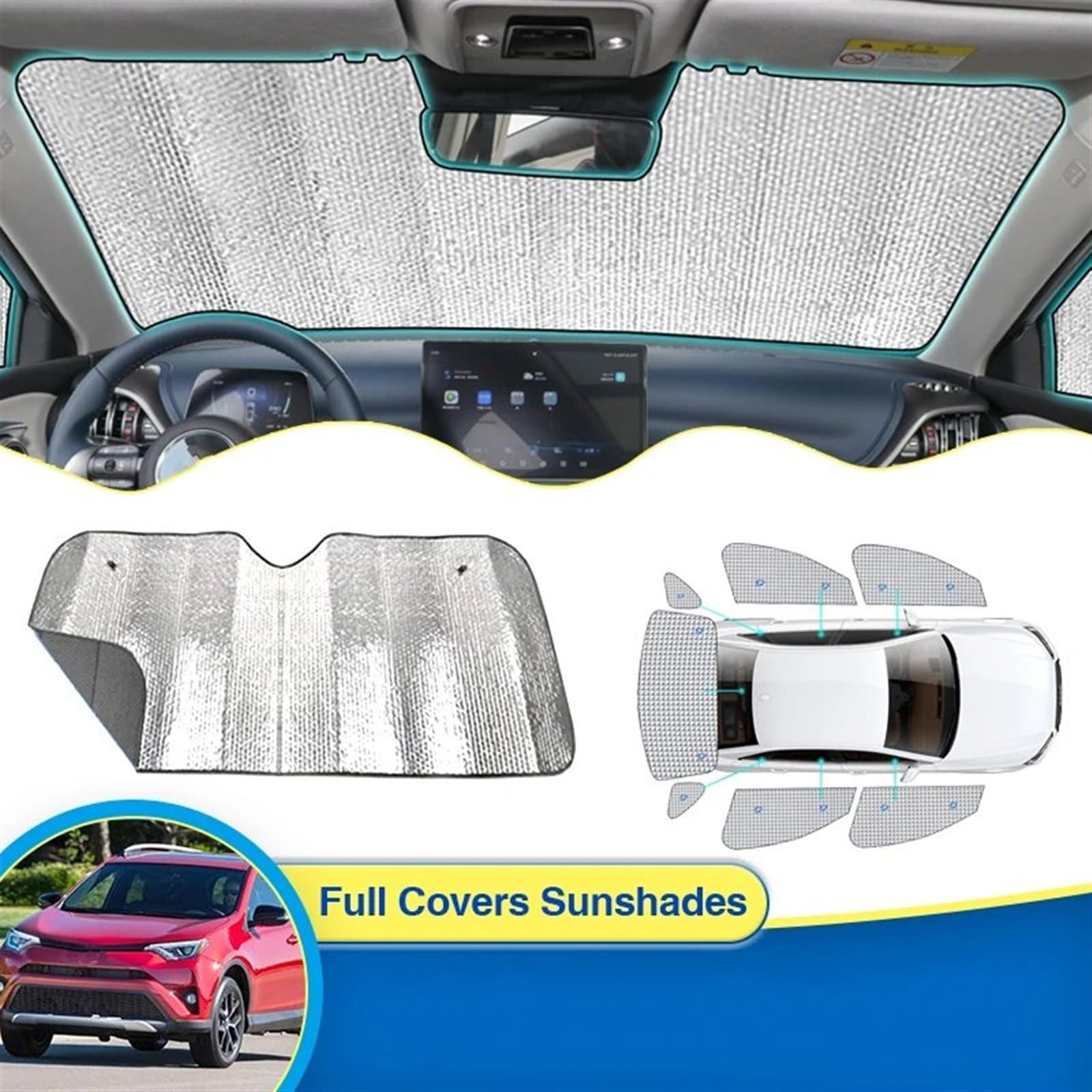 Parasol magnético Coche para Toyota para Rav4 para XA40 2013~2018 Visera De Ventana Parasoles Frontales Laterales Cubierta De Protección UV Cortinas A Prueba De Sol Parasol de Coche (Color : 4pcs)