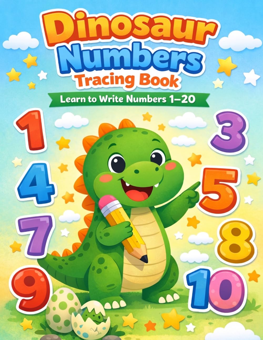 Dinosaur Numbers Tracing Book for Kids : Learn to Write Numbers 1–20 | Counting, Tracing, and Simple Math Activities | Preschool Workbook