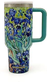 Jormungand 40 oz Tumbler with Handle and Straw, Vacuum Insulated Stainless Steel Cup & Water Bottle, Leakproof Lid, BPA-Free, Cup Holder Friendly for Travel, Keeps Drinks Hot & Cold Irises 2