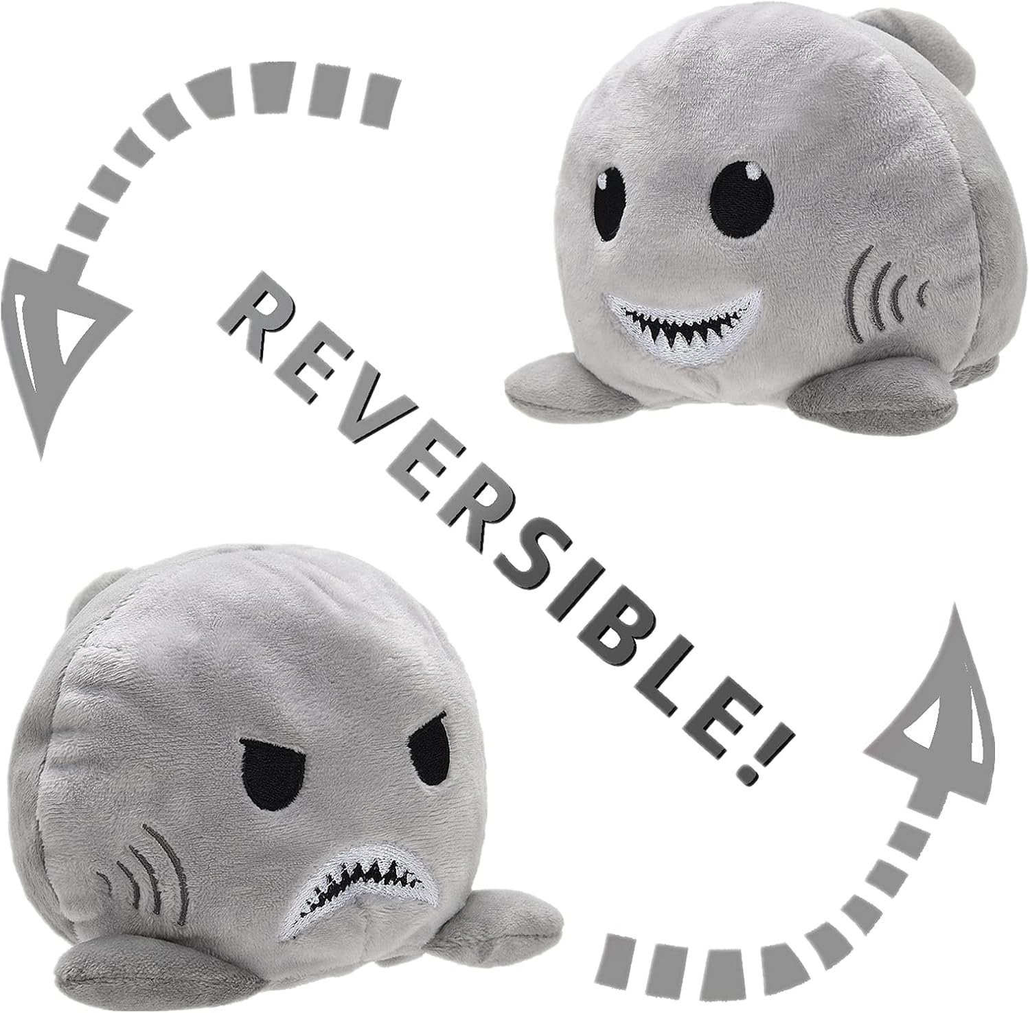 pohthe Reversible Plushie Shark Stuffed Animal Reversible Mood Plush Double-Sided Flip Show Your Mood!